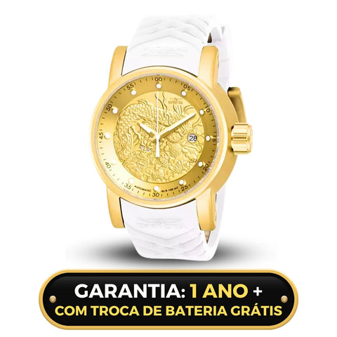 Relógio Masculino Invicta Yakuza Banhado a Prata e Ouro 18K