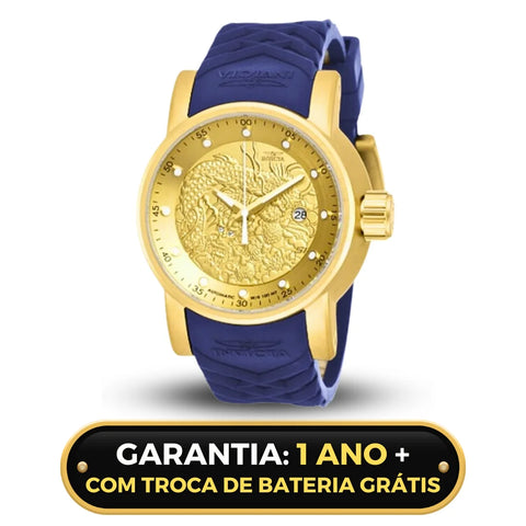 Relógio Masculino Invicta Yakuza Banhado a Prata e Ouro 18K