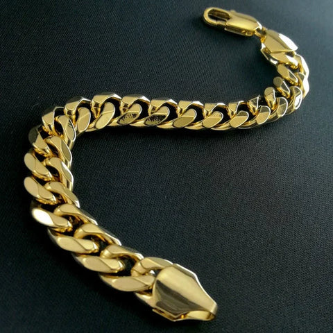 Pulseira Masculina Banhada a Ouro.