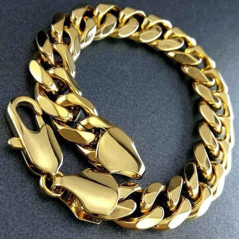 Pulseira Masculina Banhada a Ouro.