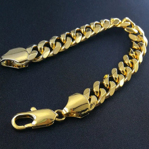 Pulseira Masculina Banhada a Ouro.
