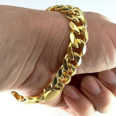 Pulseira Masculina Banhada a Ouro.